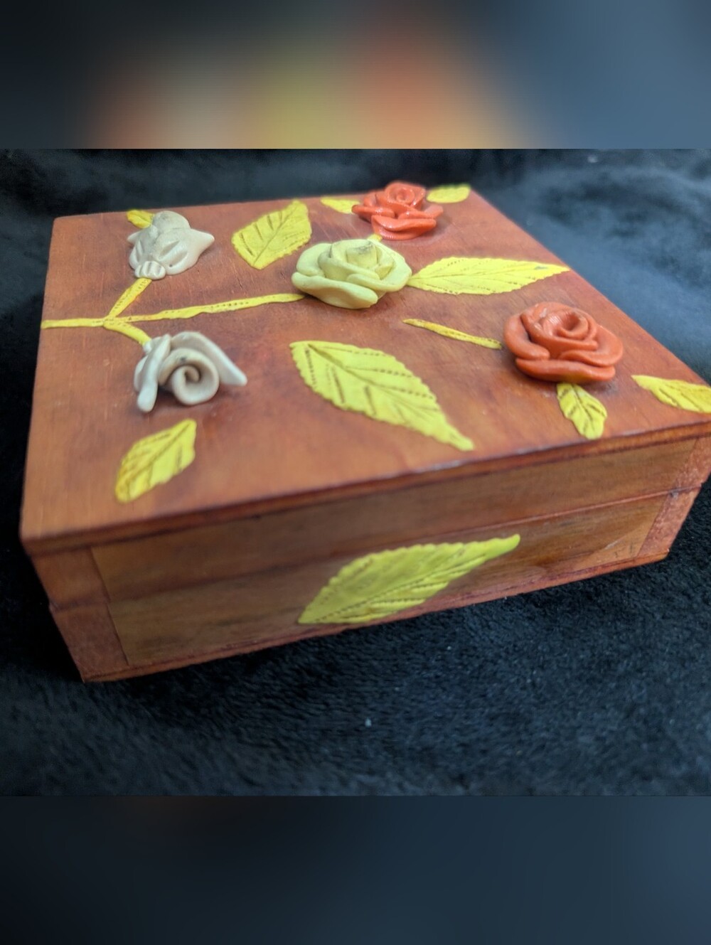 Decorative Wooden Keepsake Box with Roses - Picture 2 of 7